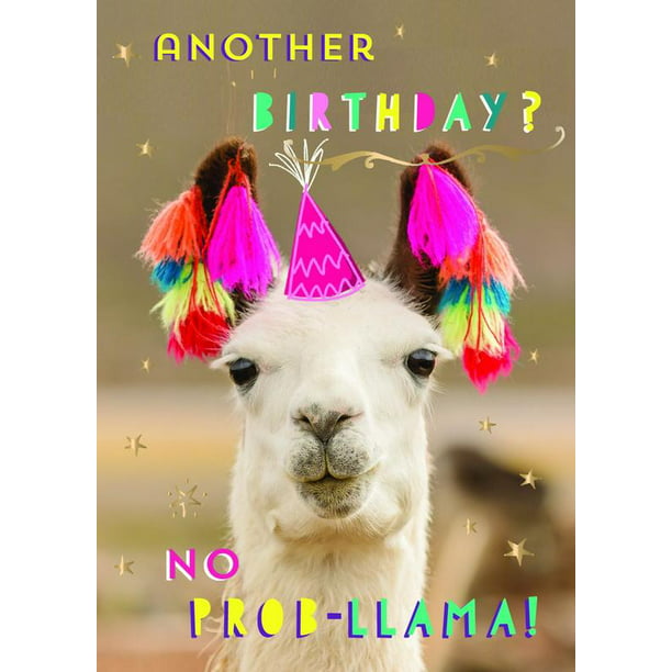 Funny Teeth Llama Personalized Birthday Card